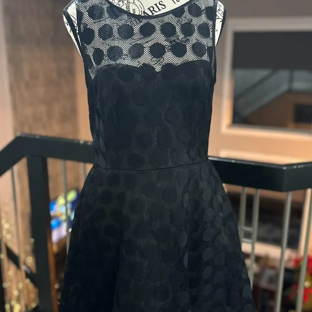Betsey Johnson Retro 50s Fit & Flare Black Polka Dot Dress - Size 10/M - Picture 9 of 12